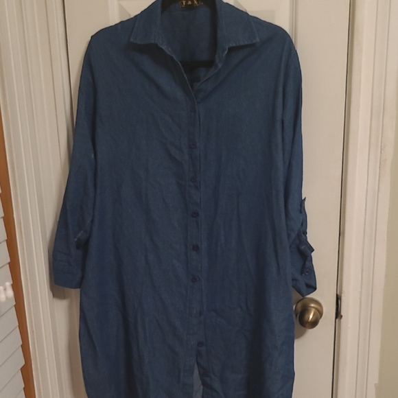 Taxi Dresses & Skirts - Elegant Blue Long Sleeve Denim Dress